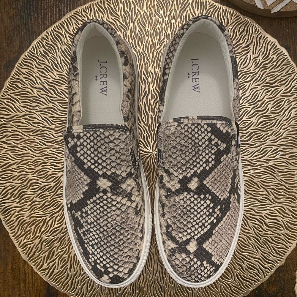 JCrew Road trip snakeskin-embossed slip-on sneakers